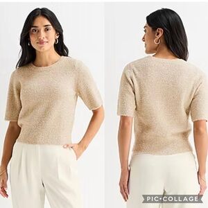 Worthington Women’s Sweater Pullover Top Short Sleeve Soft Gold Sz XS. NWT